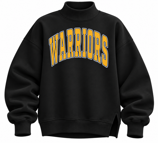 Warriors Mock Neck Sweatshirt-Black
