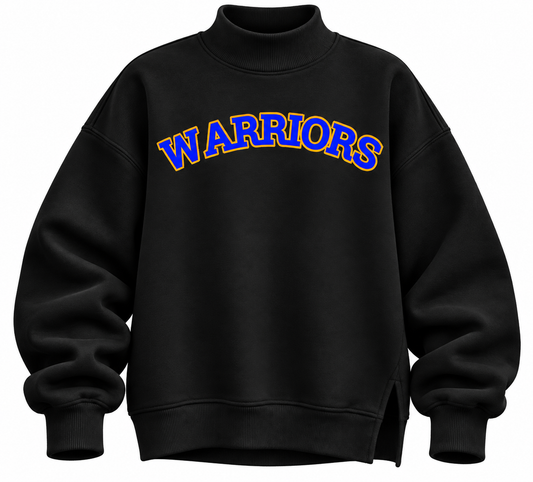 Warriors Mock Neck Sweatshirt-Black
